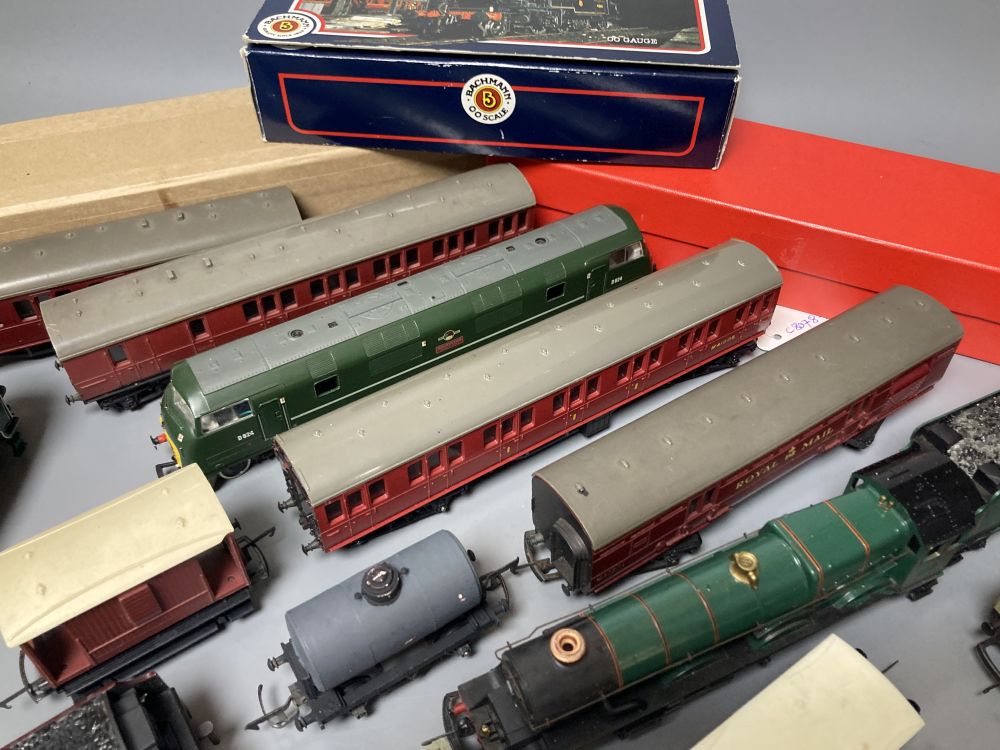 A collection of 00 gauge locomotives, wagons and coaches to include Hornby and Triang